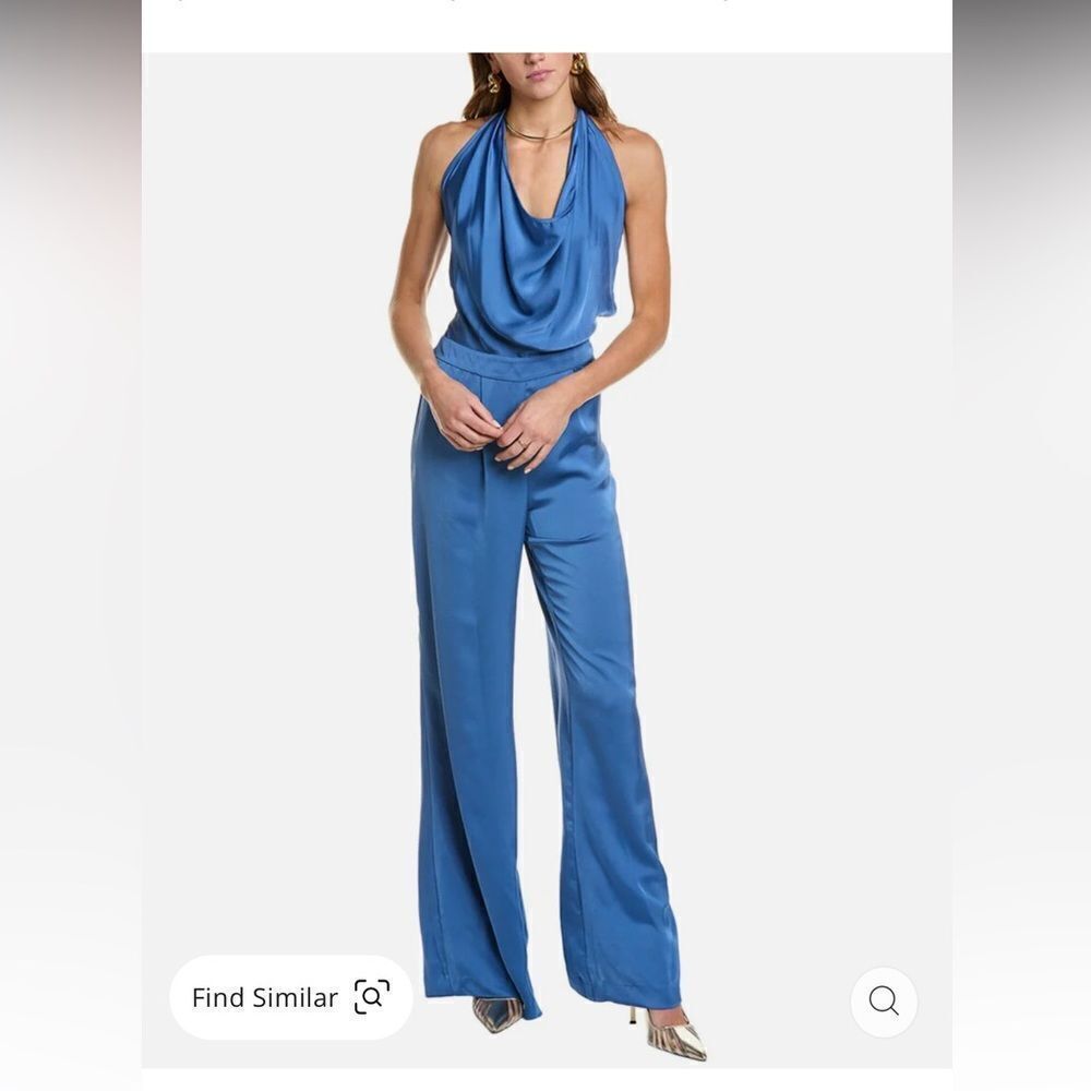 Ramy Brook Harriet Sleeveless Wide Leg Jumpsuit in Lake Blue Size 14 NWT